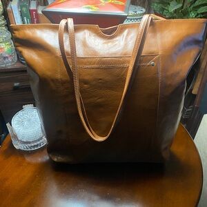 Lactico Caramel Brown Leather Tote Bag